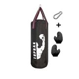 9-13 Yaş Boks Torbası 60Cm Çocuk Boks Torbası Eldiven+Karabina Hediyeli Siyah