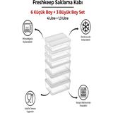 9 Adet Saklama Kabı (3 Büyük-6 Orta Boy) 4 Litre + 1,3 Litre Derin Dondurucu Mikrodalga Uyumlu - Ekru