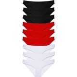 9 Adet Süper Eko Set Likralı Kadın Slip Külot Siyah Kırmızı Beyaz Mudanis - XL - Renkli