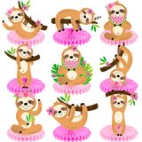 9 adet Tembel Petek Centerpieces Süslemeleri Tembel Doğum Günü Partisi Süslemeleri Tembel Temalı Masa Orta Parçası Kızlar için Hayvan Tembel Doğum Günü Partisi Bebek Duş Düğün Malzemeleri