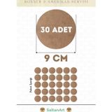 9 cm Çap 30 Adet Supla Amerikan Servis Runner MDF Duralit Magnet Altı Ahşap 3 mm (2,7 mm) Kalınlık