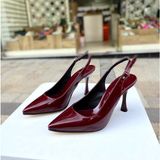 9 cm Kadeh Topuklu Ayakkabı 0760 - Bordo Rugan