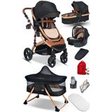 9 İn 1 Set Baby Home 946 Single-To Travel Sistem Bebek Arabası Ve 510 Lulla-Go Anne Yanı Bebek Sepeti Beşik