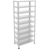 9 Katlı Galvaniz Çelik Raf - Depo, Arşiv, Kiler, Dosya, Market Rafı 31X75 Cm 100 Cm 1.00 Mm