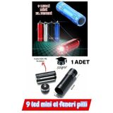 9 LED Mini El Feneri Pilli 1 Adet Karışık Renk Yollanmaktadır