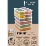 9 Lu Set Sızdırmaz Fresh Saklama Kabı 3 Adet 3000ML 6 Adet 1400ML - Şeffaf - Buzdolabı Düzenleyici - 9 Adet