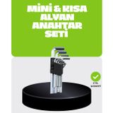 9 Parça Alyan Anahtar Seti Bisiklet Mobilya ve Otomotiv Uyumlu