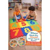 9 Parça Rakamlı Oyun Matı 33x33 cm Sünger Puzzle Yer Karosu Çocuk Eğitim Seti DRMP-YRMT