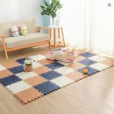 9 Parça Set 33x33 13mm Tatami 100x100 Kurulumlu Oyun Spor Halısı Minderi Puzzle Minder Zemin Kaplama (lacivert-taba-beyaz)