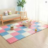 9 Parça Set 33x33 13mm Tatami 100x100 Kurulumlu Oyun Spor Halısı Minderi Puzzle Minder Zemin Kaplama (mavi-pembe-beyaz)
