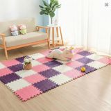 9 Parça Set 33x33 13mm Tatami 100x100 Kurulumlu Oyun Spor Halısı Minderi Puzzle Minder Zemin Kaplama (pembe-mor-beyaz)