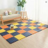 9 Parça Set 33x33 13mm Tatami 100x100 Kurulumlu Oyun Spor Halısı Minderi Puzzle Minder Zemin Kaplama (sarı-turuncu-lacivert)