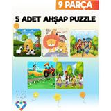 9 Parçalı Montessori Ahşap Puzzle Seti – 2‑3 Yaş Eğitsel Oyun