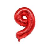 9 Rakam Kırmızı Folyo Balon 34 inç 76-82 cm
