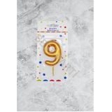 9 Rakamı Gold Renk Duğum Günü Pasta Mumu