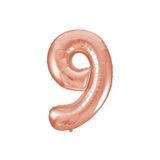 9 Rakamı Rose Gold Folyo Balon 100 Cm Çok Renkli