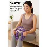 9 Tekerlekli Masaj Aleti Selülit Giderici, Kas Rahatlatıcı ve Kan Dolaşımı Destekleyici Roller - Mor