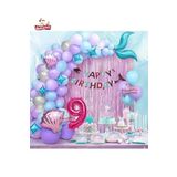9 Yaş Deniz Kızı Banner Balon Mavi Mor Balonlar Folyo Saçak Perde Seti Doğum Günü Parti Süsü, 1561561561556