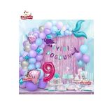 9 Yaş Deniz Kızı Banner Balon Mavi Mor Balonlar Folyo Saçak Perde Seti Doğum Günü Parti Süsü, 787874441112208