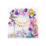 9 Yaş Unicorn Lüks Makoron Renkler Balon Zincir Doğum Günü Parti Seti Süsü