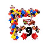 9 Yaş,Yarış Araba Motorsiklet Temalı Doğum Folyo Balon Seti Doğum Günü Süsü