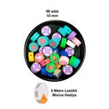 90 Adet 10 Mm Polimer Kil Fimo Boncuk Takı Bileklik + 5 Metre Lastikli Misina Hediye - Deniz Temalı