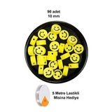 90 Adet 10 Mm Polimer Kil Fimo Boncuk Takı Bileklik + 5 Metre Lastikli Misina Hediye - Gülen Yüz Smile