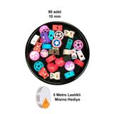 90 Adet 10 Mm Polimer Kil Fimo Boncuk Takı Bileklik + 5 Metre Lastikli Misina Hediye - Karışık Renkli