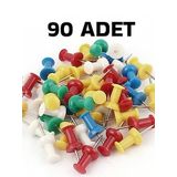 90 Adet Renkli Harita Çivisi Mantar Pano Raptiyesi Pano Iğnesi