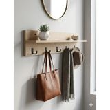 90 Cm 5 Kancalı Ahsap Renk Duvara Monte Askılık Bal Meşe