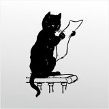 90 cm Gazete Okuyan Kedi Folyo Sticker