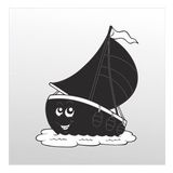 90 cm Gülen Tekne Folyo Sticker