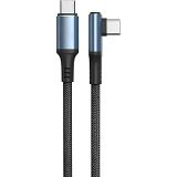 90 Derece Açılı USB Type-C Şarj Kablosu, Oyun için Uyumlu, Dayanıklı Örgülü Kablo, Bükülmeyi Önleyen Tasarım, Type-c to Type-c 60w