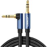 90 Derece L Tipi 3.5 mm Aux Ses Kablosu Mavi 2 Metre - 1 Adet
