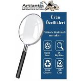 90 mm 1 Adet 6x Plastik Sap Çerçeveli 9 cm Büyüteç Merçek Okul Büro Ofis Krom Kaplama Büyüteç