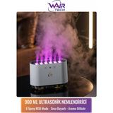 900 ml Ultrasonik Hava Nemlendirici Buhar Makinesi ve Aroma Difüzörü 6 Spray Rgb Modlu - Beyaz