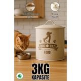 9000ML Kedi Maması Saklama Kabı Köpek Maması Saklama Kabı 3kg Mama Kapasitesi Kırılmaz Bükülmez - Krem