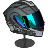 902 Güneş Vizörlü Çene Açılır Kask H1 Grey (Rainbow Green Vizörlü)
