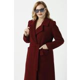 904 Bordo Mono Yaka Torba Cepli Kaşe Kaban