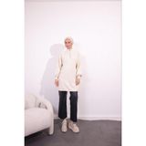 9068 Önü Fermuarlı Triko Tunik - Krem - Standart