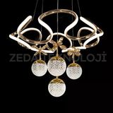 907-Helezon Max Kristal Top Gold-Krom Kaplamalı Avize