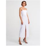 90758 Straplez Elbise-beyaz