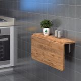 90cm x 60 cm Ahşap Çam Desenli MDF Oval Köşeli Duvara Monte Masa