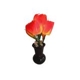 90'lar Temalı Dekoratif Işıklı Yapay Çiçek 27cm (Kırmızı-Turuncu Lale)