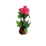 90'lar Temalı Dekoratif Işıklı Yapay Çiçek 27cm (Pembe Gül)