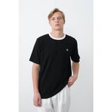 90’s Nakış Detaylı Bisiklet Yaka Erkek T-Shirt - Siyah - M