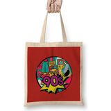 90S Style Horror Movies - Vintage Retro Style Art- Tv Kid Movies Bez Çanta Uzun Saplı - Açık Bej - 40 X 40
