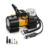 90W Araç Hava Kompresörü, Dijital Ekranlı Lastik Şişirme Pompası, 150 PSI Hızlı Şişirme, Otomatik Kapanma, LED Işıklı, Çok Amaçlı Uçlu (Araba, Bisiklet, Motor, Top, Şişme Yatak) A6677