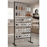 90X190 Cm Ayaklı Tel Pano Metal Stand - Duvara Monte Grid Panel - Mağaza Market Telefoncu Bijuteri Askılık Standı