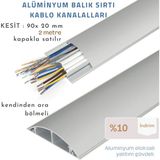 90X20 Aluminyum Balık Sırtı Kablo Kanalı- Yapışkan Bantlı - RENK - Gümüş Grisi